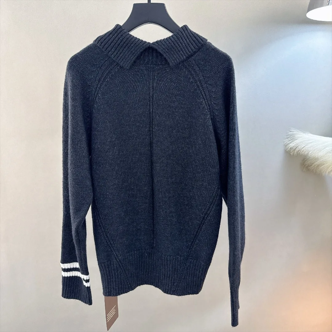 Women's Golf Collared Long Sleeve Knit Sweater 2026 Fall New Korean Style Warm Sporty Outdoor Breathable Soft Stretch Cozy Daily