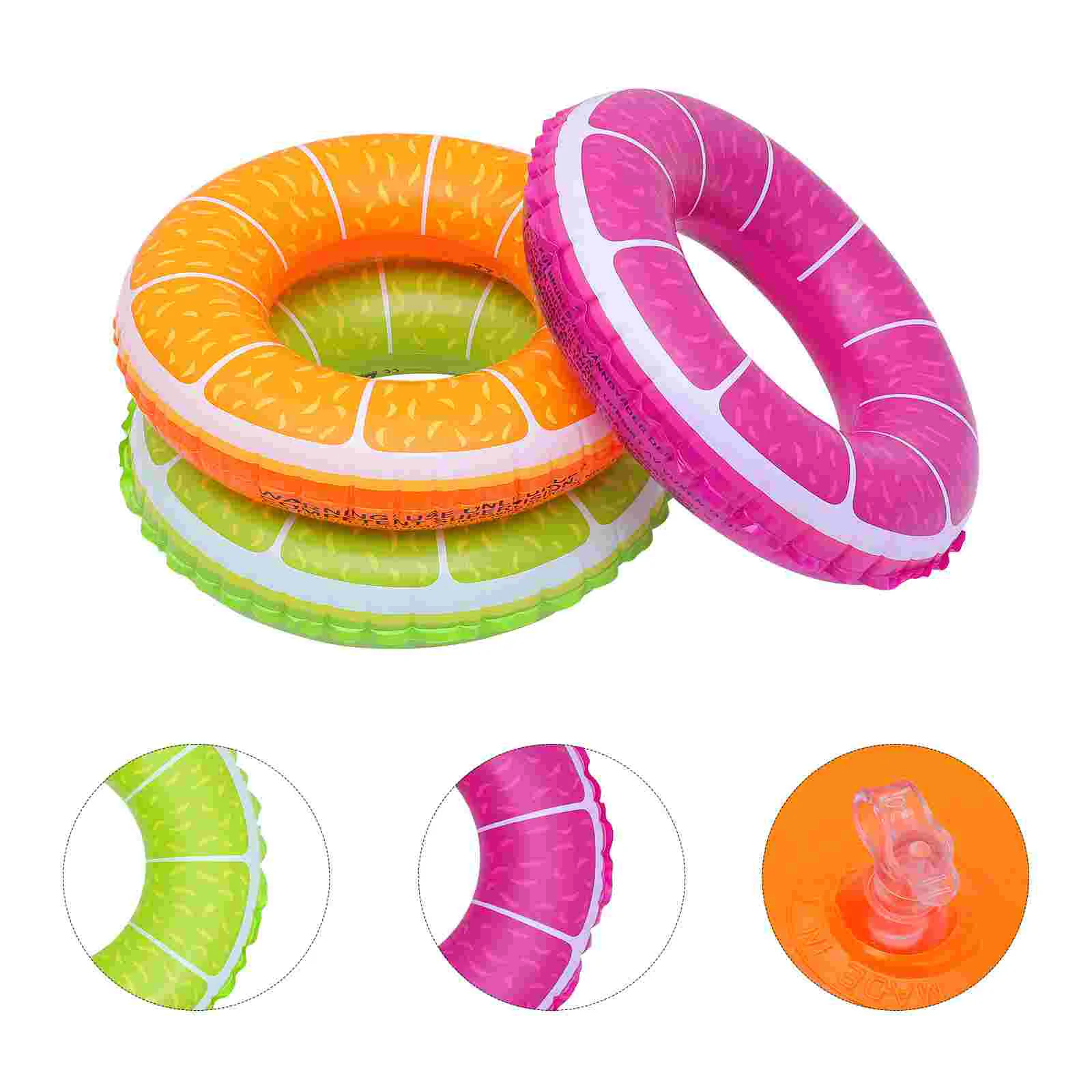 3 Pcs Fruit Swim Ring Pool Rings Supplies Swimming Lake Design Pvc Supportive Beginner Swimmer