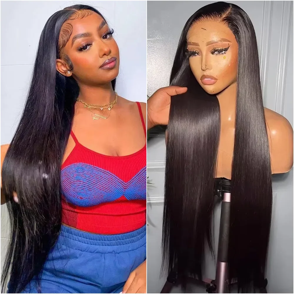 

Прямые парики с прозрачной HD-основой 13x4, 100% натуральные человеческие волосы, прямые парики с фронтальной шнуровкой из натуральных волос для женщин