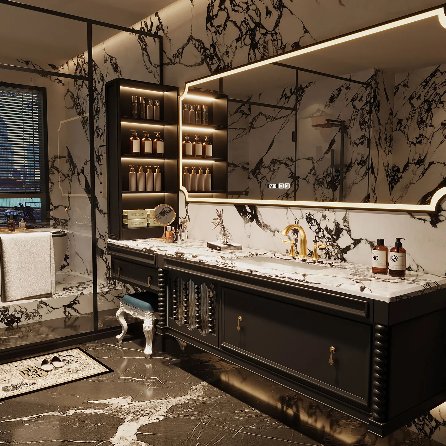 zn-Upgrade your bathroom with the 2025 set: a seamless stone slab vanity, cabinet, and washbasin combination.@
