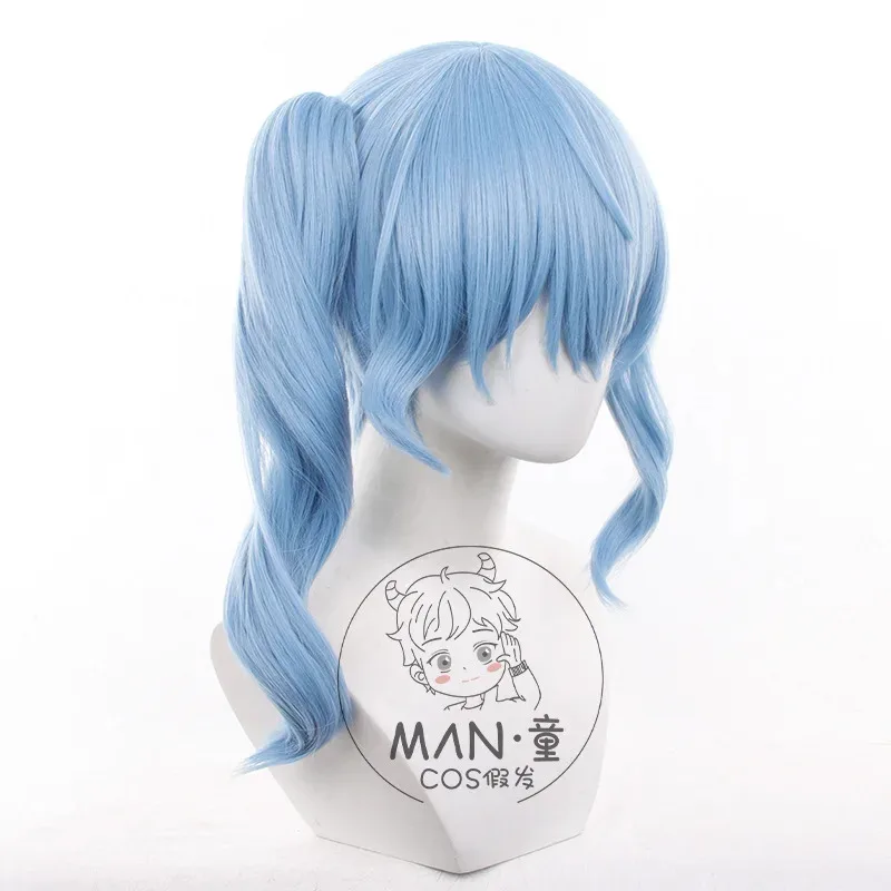 

CyGame VTuber Hosimati Suisei Peluca de Cosplay Wig Short Blue Hair Halloween party Role Play Wig+Free Cap