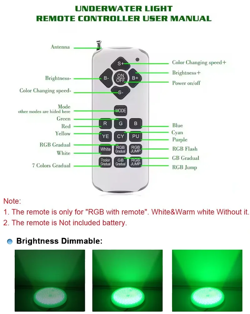 أضواء RGB LED تحت الماء مع جهاز تحكم عن بعد ، مصباح حمام السباحة ، ديكور الحفلات ، مصباح النافورة ، 12 فولت ، 18 واط ، 25 واط ، 35 واط ، 45 واط