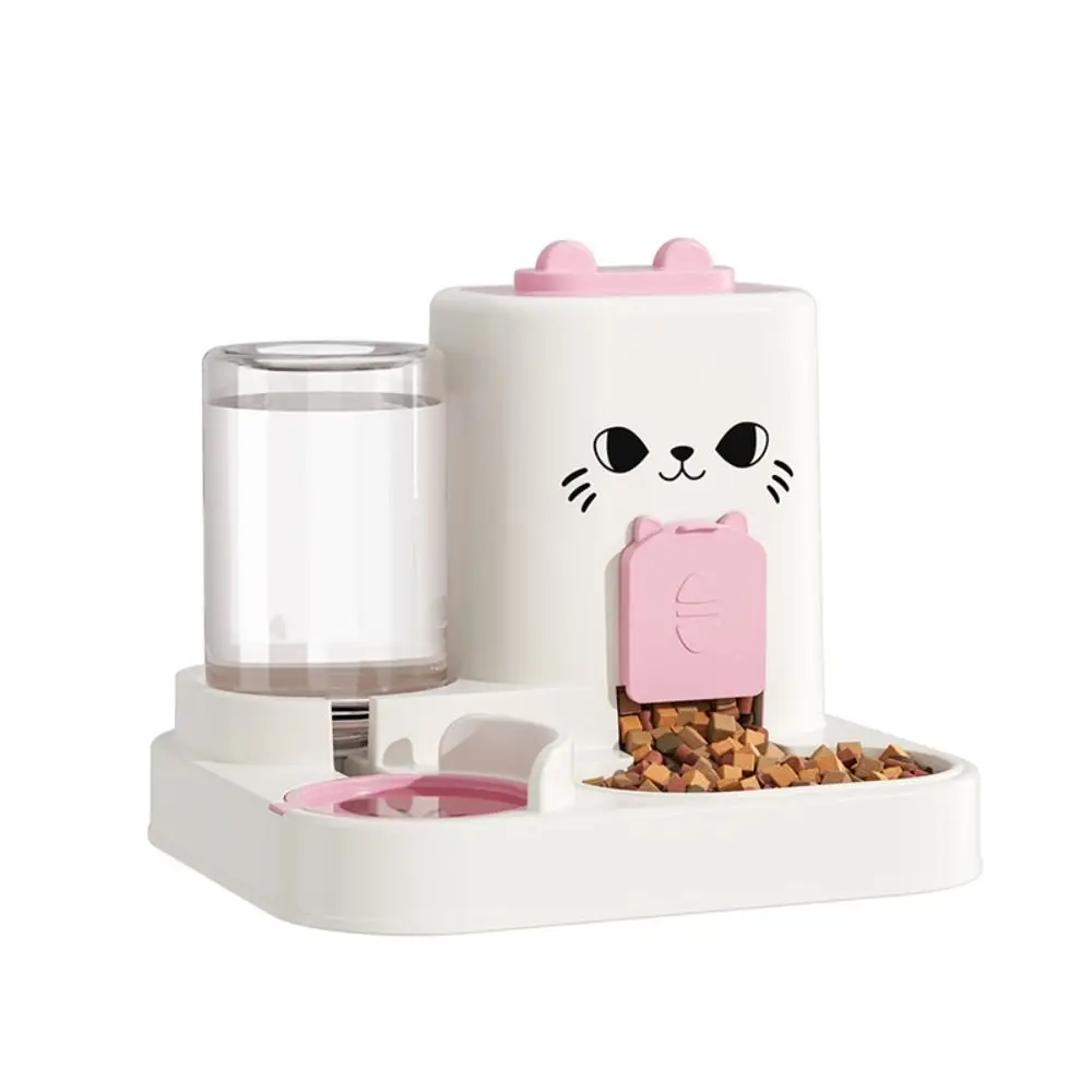 

2-in-1 Cartoon Automatic Pet Feeder Large Capacity Plastic Pet Water Dispenser Leakproof Pet Food Storage Dispenser Pet Supplies