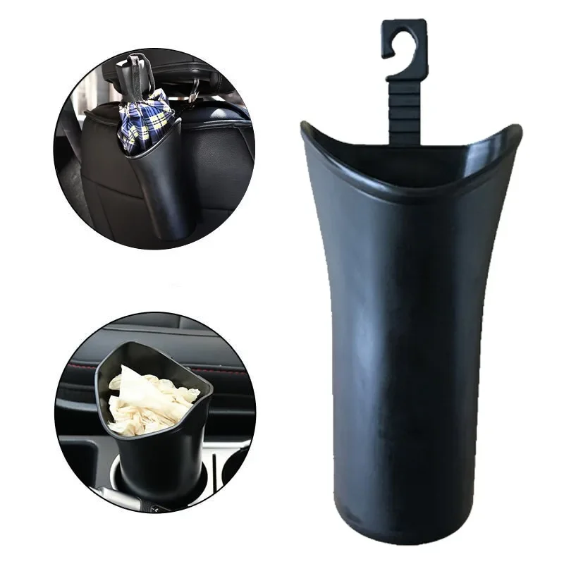 

Multifunctional Car Umbrella Storage Bucket Black Plastic Holder Barrel with Hook for Gathering Bottle Shelves Car Trash Can