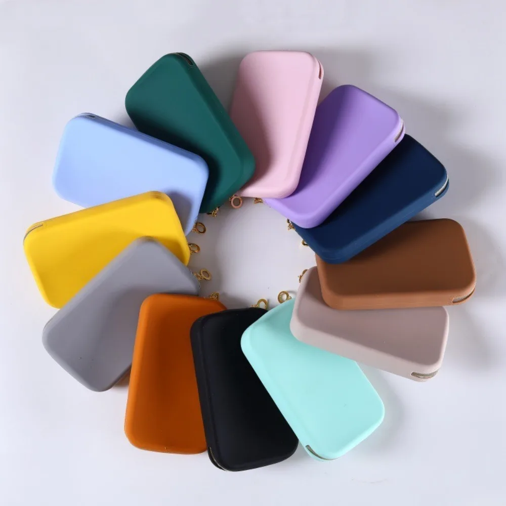 Portable Silicone Coin Purse Waterproof Solid Color Travel Pouch Zipper Small Item Bag Women Girls