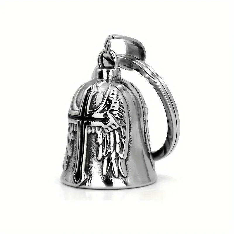 Fashion Red Cross Guardian Angel Wings Motorcycle Keychain Men Biker Rider Exorcist Keychain Amulet Lucky Amulet Accessory Gift
