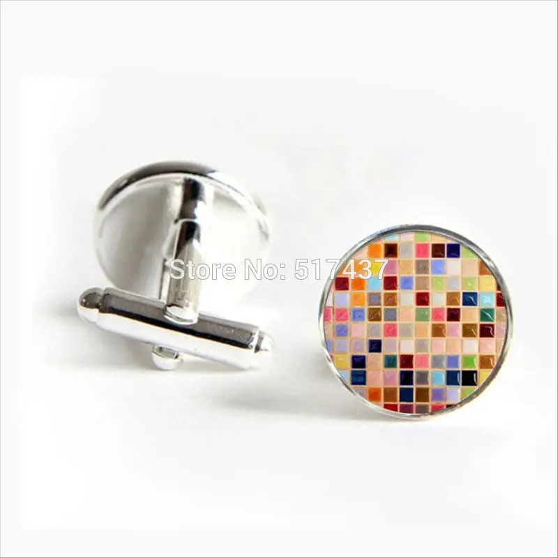 2017 wholesale Mosaic Tile Cufflinks Mosaic Tile Cuff link Jewelry Shirt Cufflinks For Men's Women's