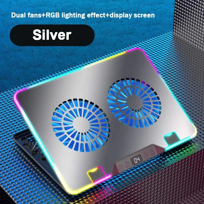 Imagem -05 - Exibição de Temperatura hd Rgb Gaming Laptop Air-cooler Suporte de Refrigeração Suporte para Notebook com Ventiladores Terno para 1117 Suporte para Laptop F36