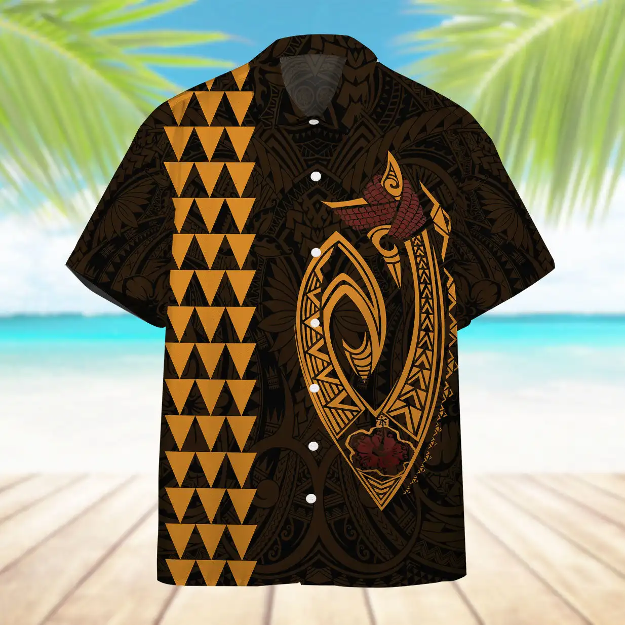 

Fashionable men's shirts Viking totem print Hawaiian men's short-sleeved shirts 2024 new large size casual men's shirts