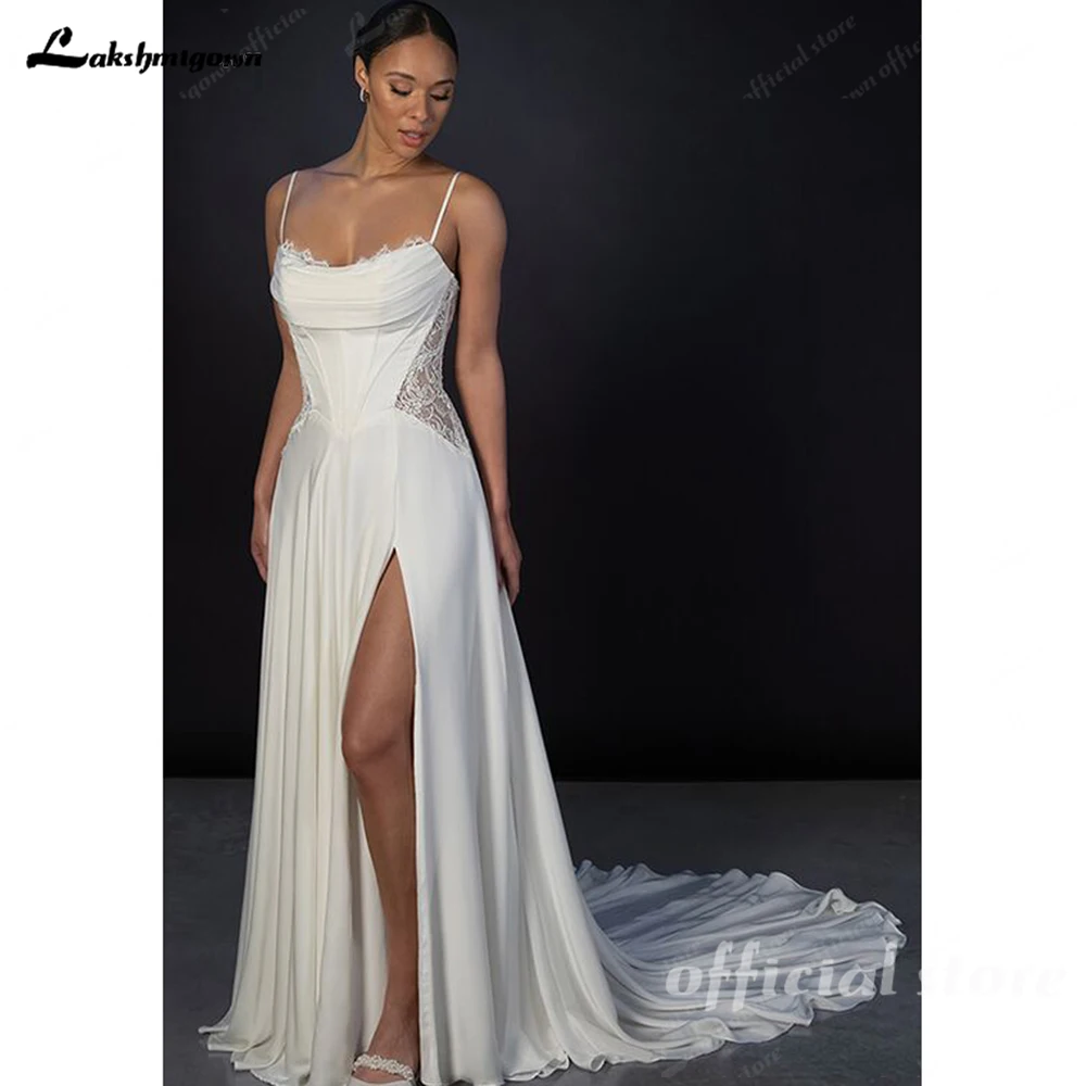 Lakshmigown Sexy Brautkleid mit Seitenschlitz 2027 Trägerloses Garten-A-Linien-Spitzenkleid Boho Hochzeitskleider mit Schnürung am Rücken Maßanfertigung – Detail 5
