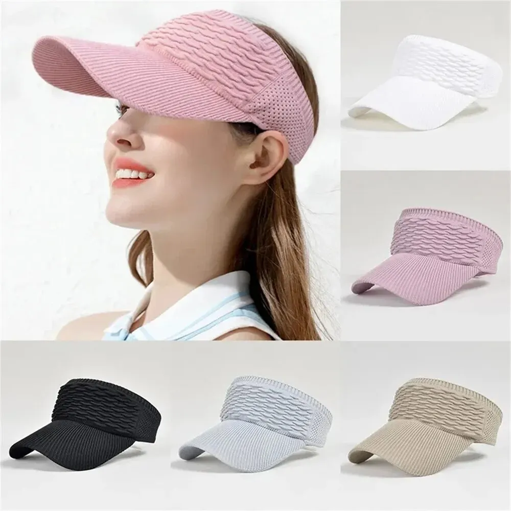 Women Anti-UV Sun Hats Breathable Adjustable Empty Top Visor Caps for Men Tennis Golf Running Travel Beach Sport Outdoor Hat 1PC