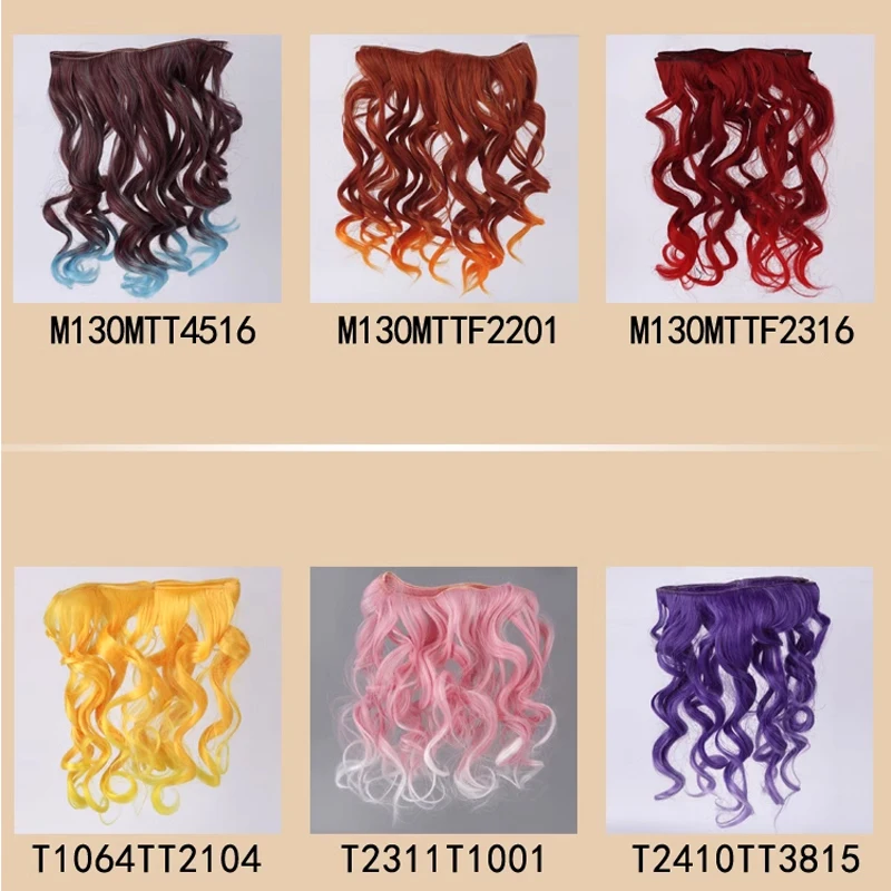 15cm curly doll wigs 1/3 1/4 1/6 BJD Doll hair /  natrual brunettes blondes color pink color heat resistant hair for bjd doll