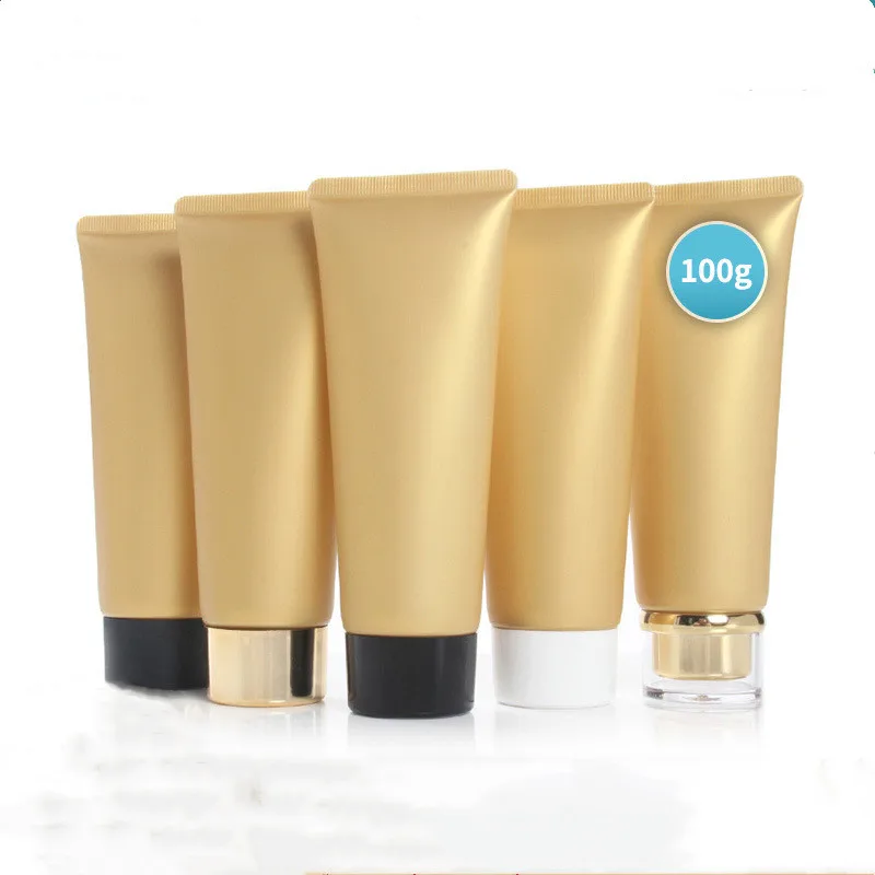 

100ml/g Empty Soft Tubes Matte Gold Facial Cleanser Hand Cream Gel Refillable Tube Squeeze Cosmetic Container With Screw Cap