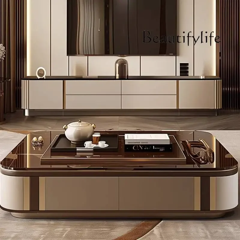 Zl ريفي الشمال طاولة القهوة مصمم الزجاج العلوي الحد الأدنى تخزين طاولة القهوة غرفة المعيشة الحديثة Tavolino Da Salotto الأثاث