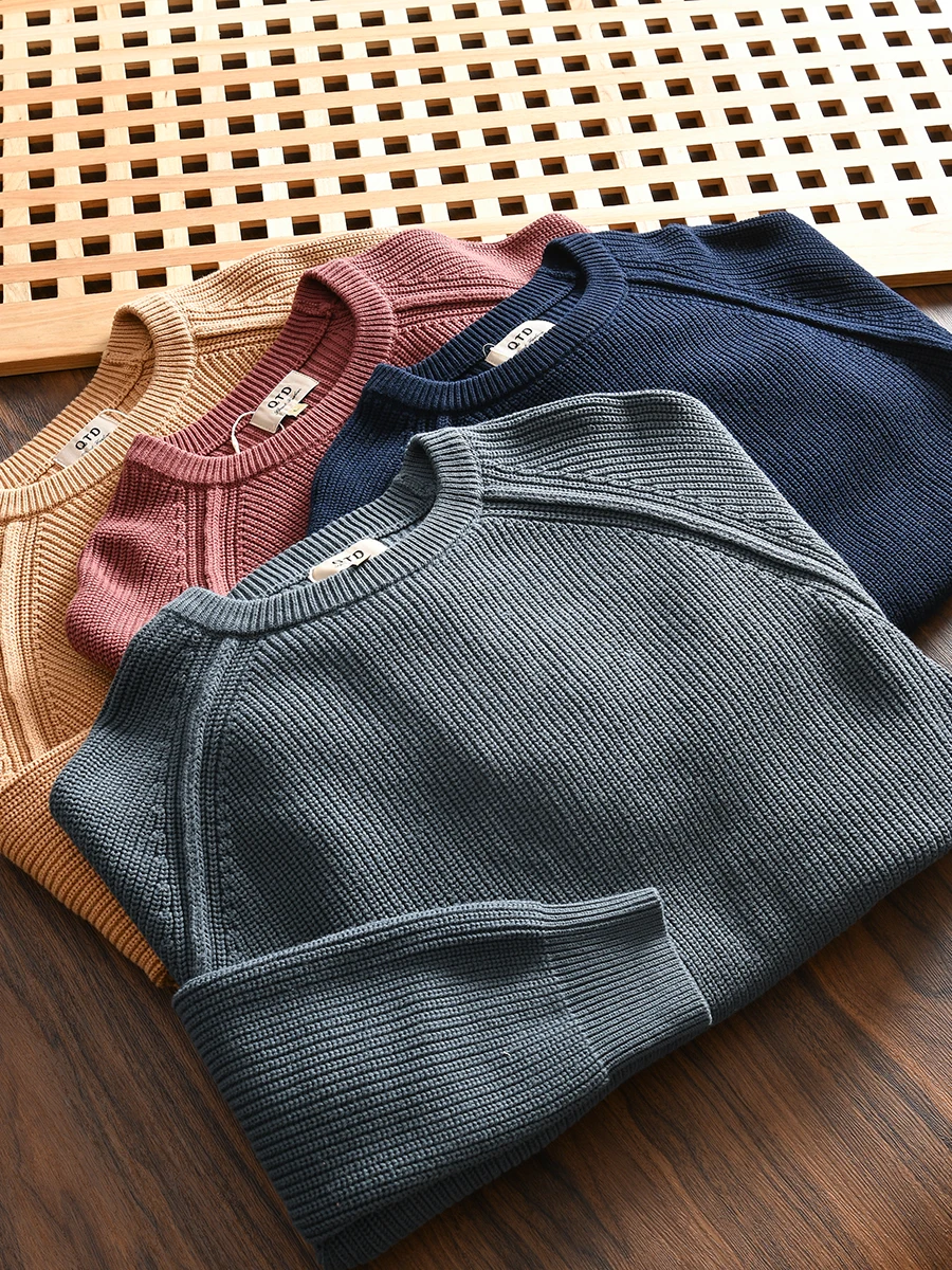 

Recommended! Heavyweight Pure Cotton! Men's Autumn Winter New Loose round Neck Sweater Casual Fashionable Basic Style
