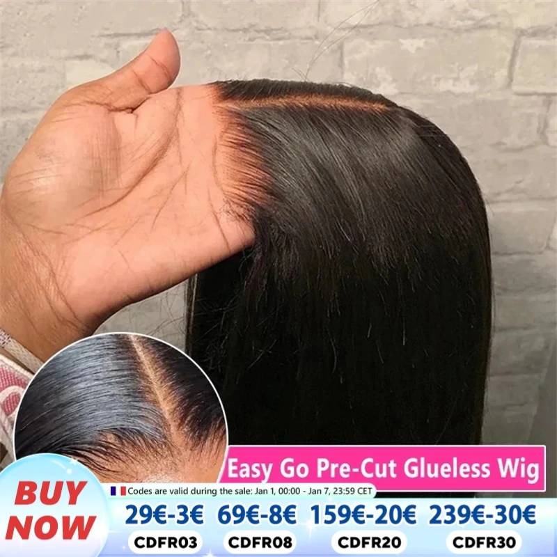 Wear Go Glueless Wig 30 32Inch Bone Straight 6x4 Glueless Wig Pre Cut Human Hair Wigs 5x5 Transparent Lace Closure Wig For Women