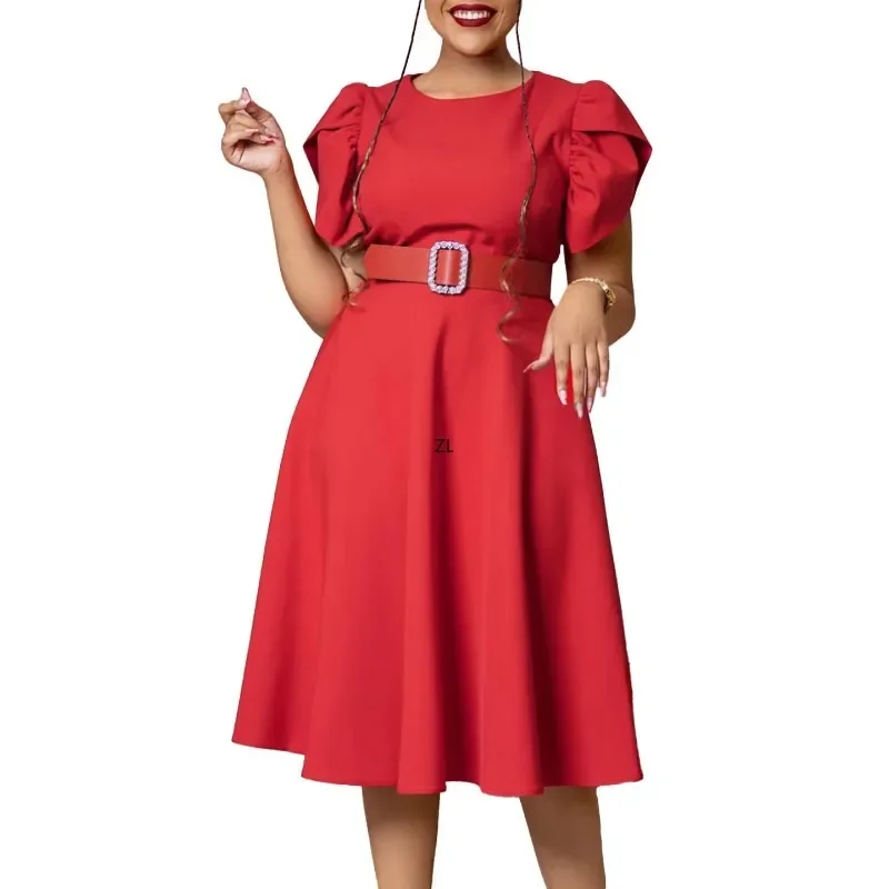 

Outfits Dashiki African Dresses for Women Summer Elegant Africa Short Sleeve Polyester Round Neck Party Evening Midi Dress Gowns