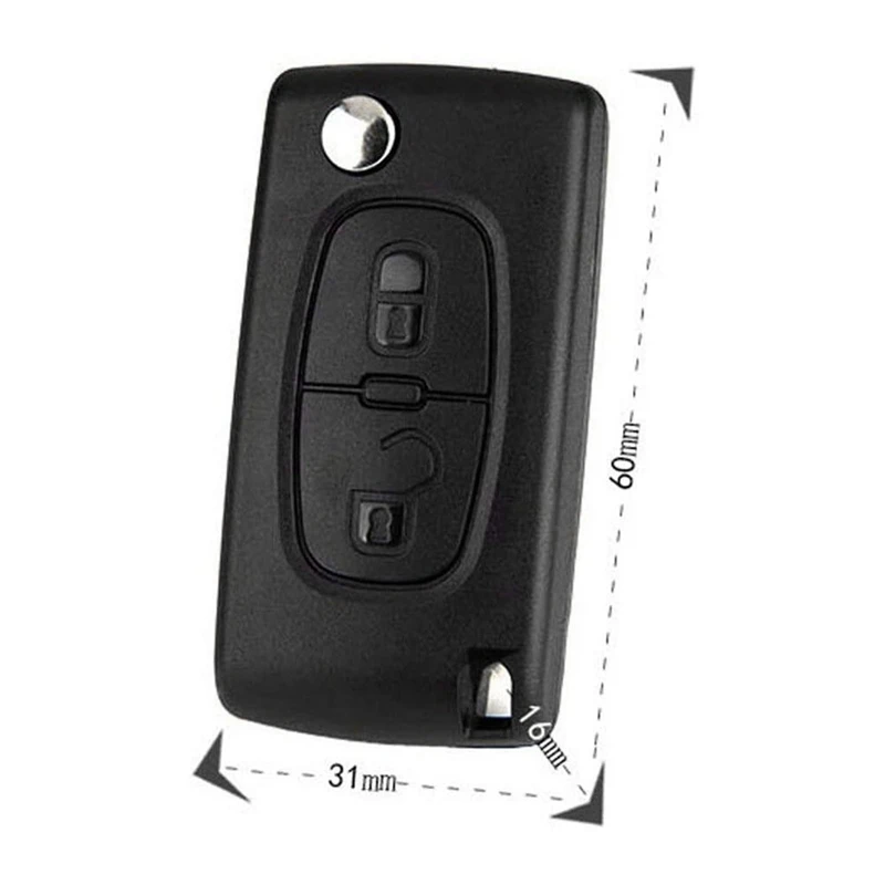 Hoja de Control remoto plegable para coche, funda de repuesto para llave Fob, accesorios con tapa de 2 botones para Peugeot 207, 307, 308, 407