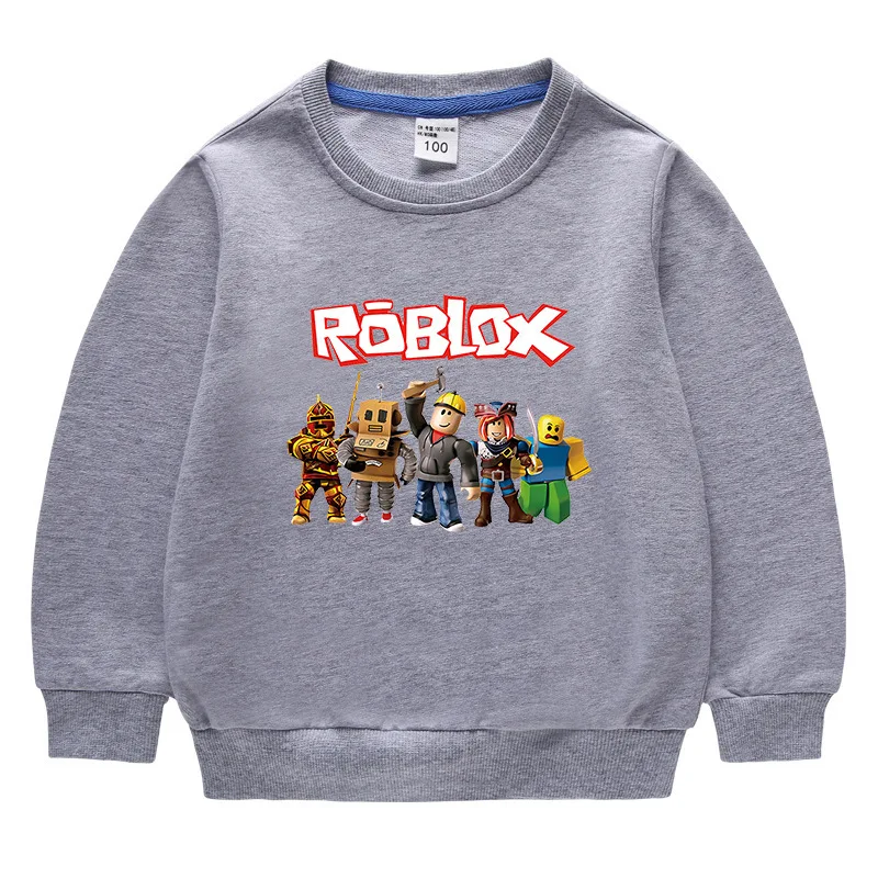 ROBLOX Pakaian Anak-anak Kecil dan Menengah Baru Musim Semi Musim Gugur Hoodie Leher Bulat Atasan Bayi Katun Lengan Panjang Anak untuk Pria Wanita