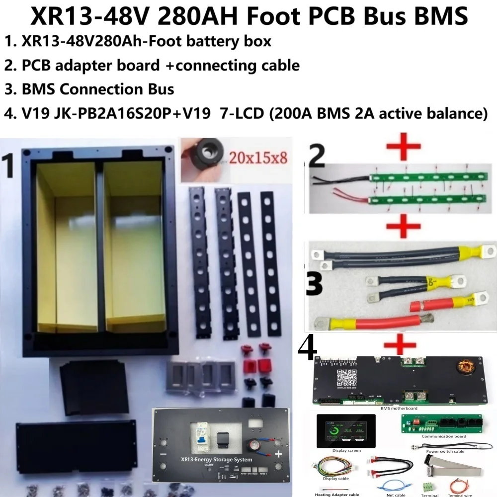 XR13 MB314 16S 51,2V 7 Zoll LCD JK BMS LiFePO4 Batteriebox DIY-Kit für EVE CATL 310AH MB314 320AH – Detail 2
