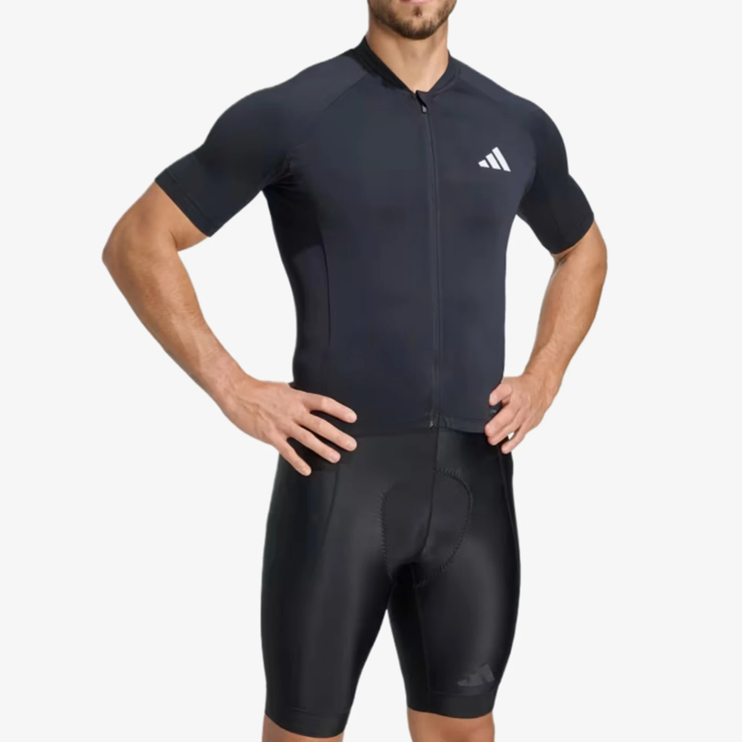 Adidas genuine short sleeved zipper pocket men's black casual cycling suit JZ6761