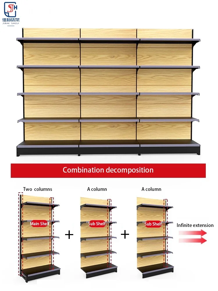 Adjustable Disassembled Supermarket Gondola Shelving Or Store Shelving Or Retail Store Display Rack With Free 3D Design