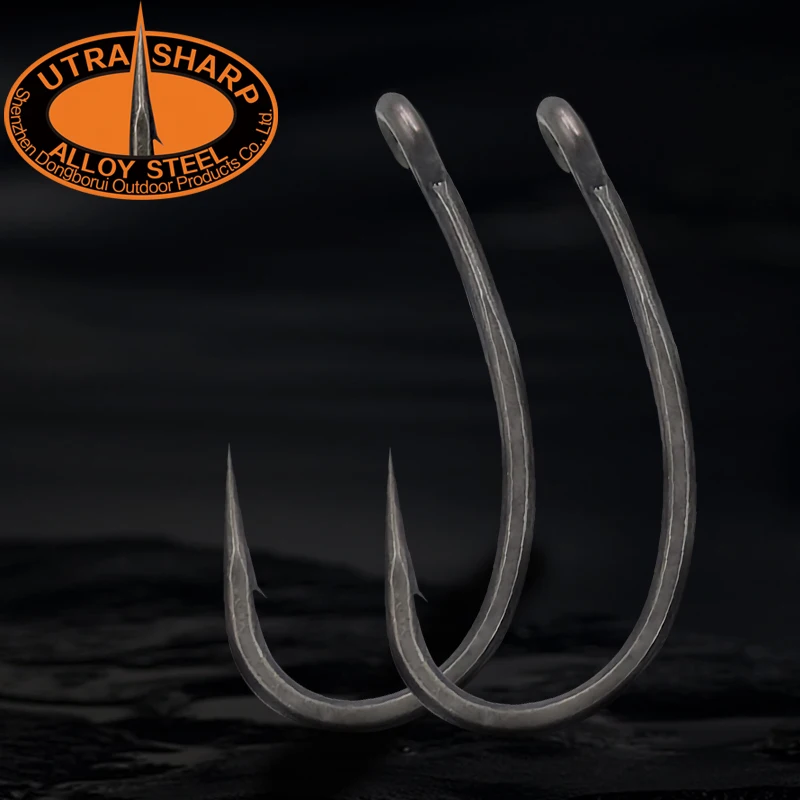 10pcs Carp Fishing Hook Curve Shank Carp Hooks PTFE Coated Alloy Steel Super Hard and Sharp Super Quality