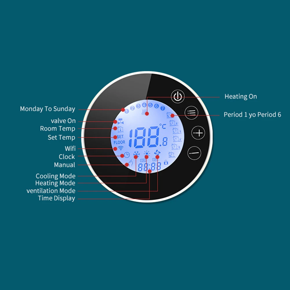 Remote Controlled WiFi Thermostat Featuring Touchscreen and Microcomputer Technology for Reliable Temperature Regulation