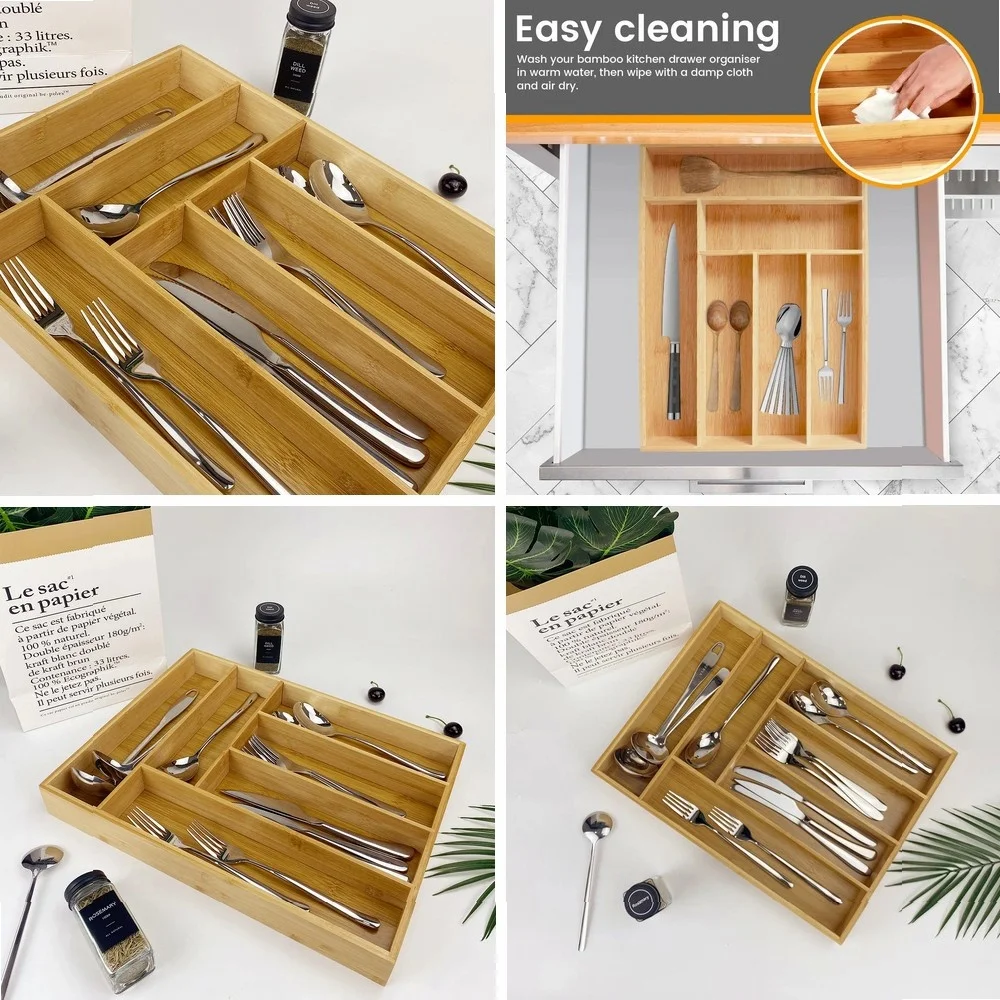 

Bamboo Storage Box,Stylish and Simple Six-grid Bamboo Knife Box Sub-format Western Knife Box Kitchen Supplies Storage Box