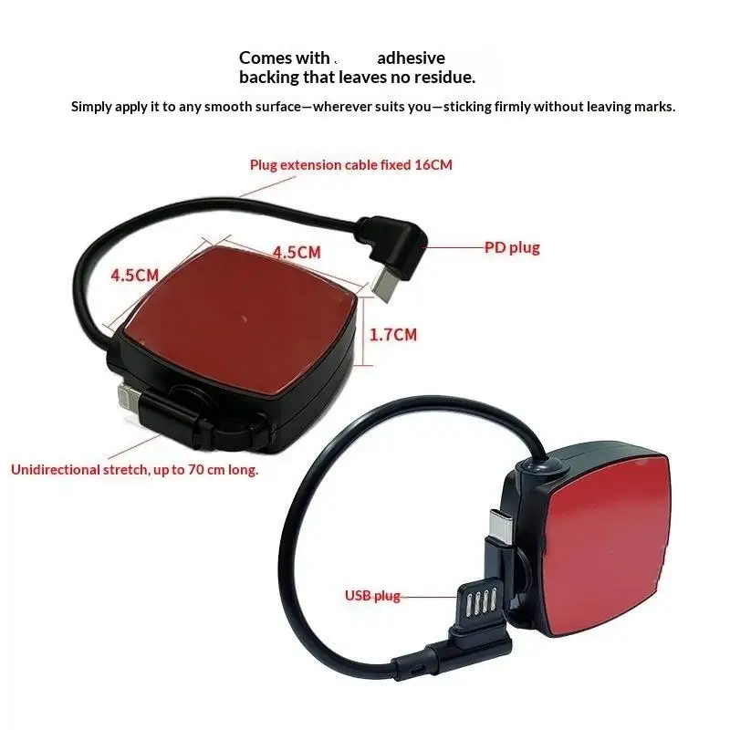 Retractable Car Charger Docking Station 45W Fast Charging Adapter Fit for All New Energy Vehicle Models
