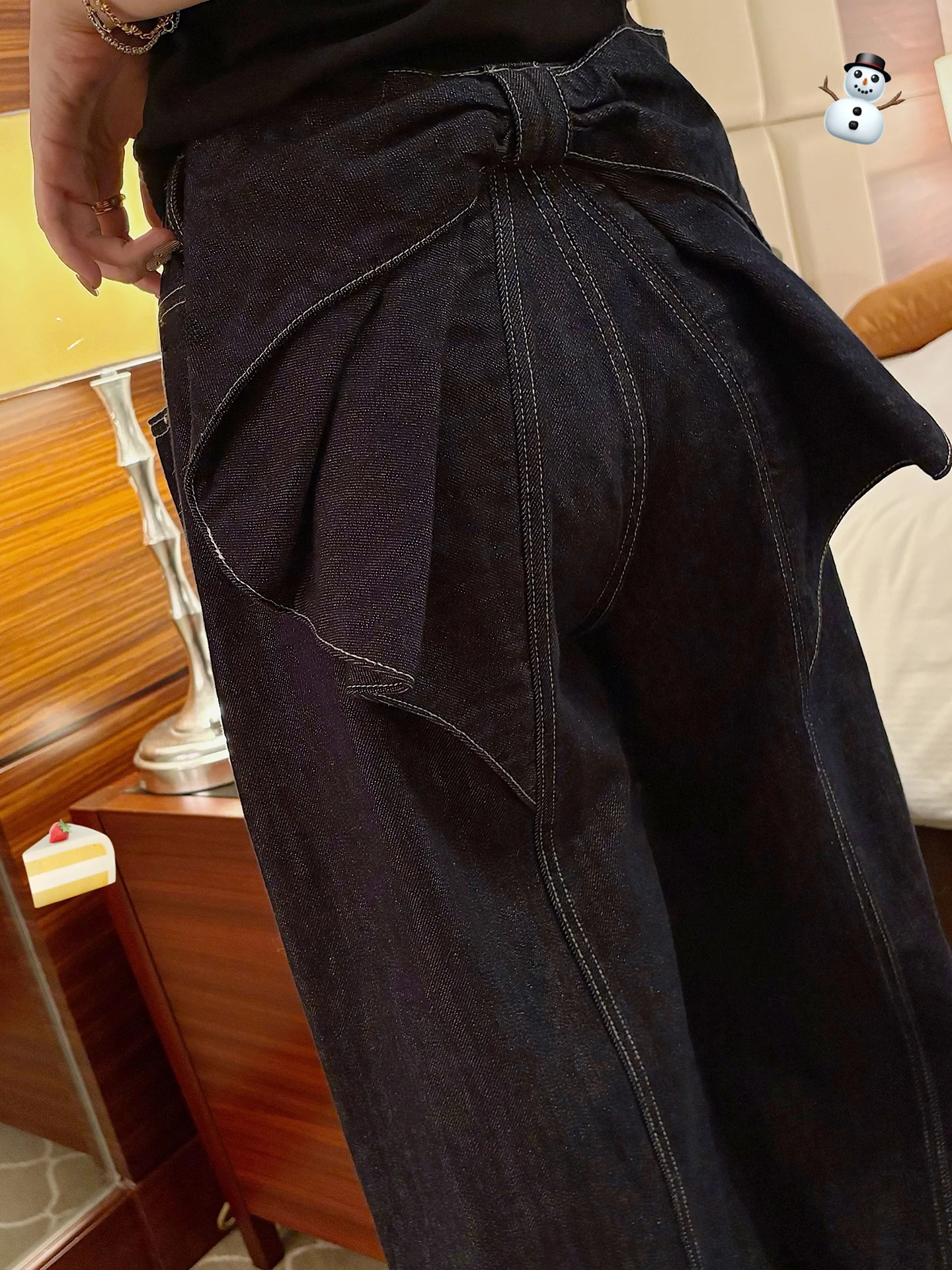 

Джинсы Vimas Recommended Sweet Cool Knot Original: свободные, с эластичным поясом, прямые, из денима, для женщин, для повседневной носки