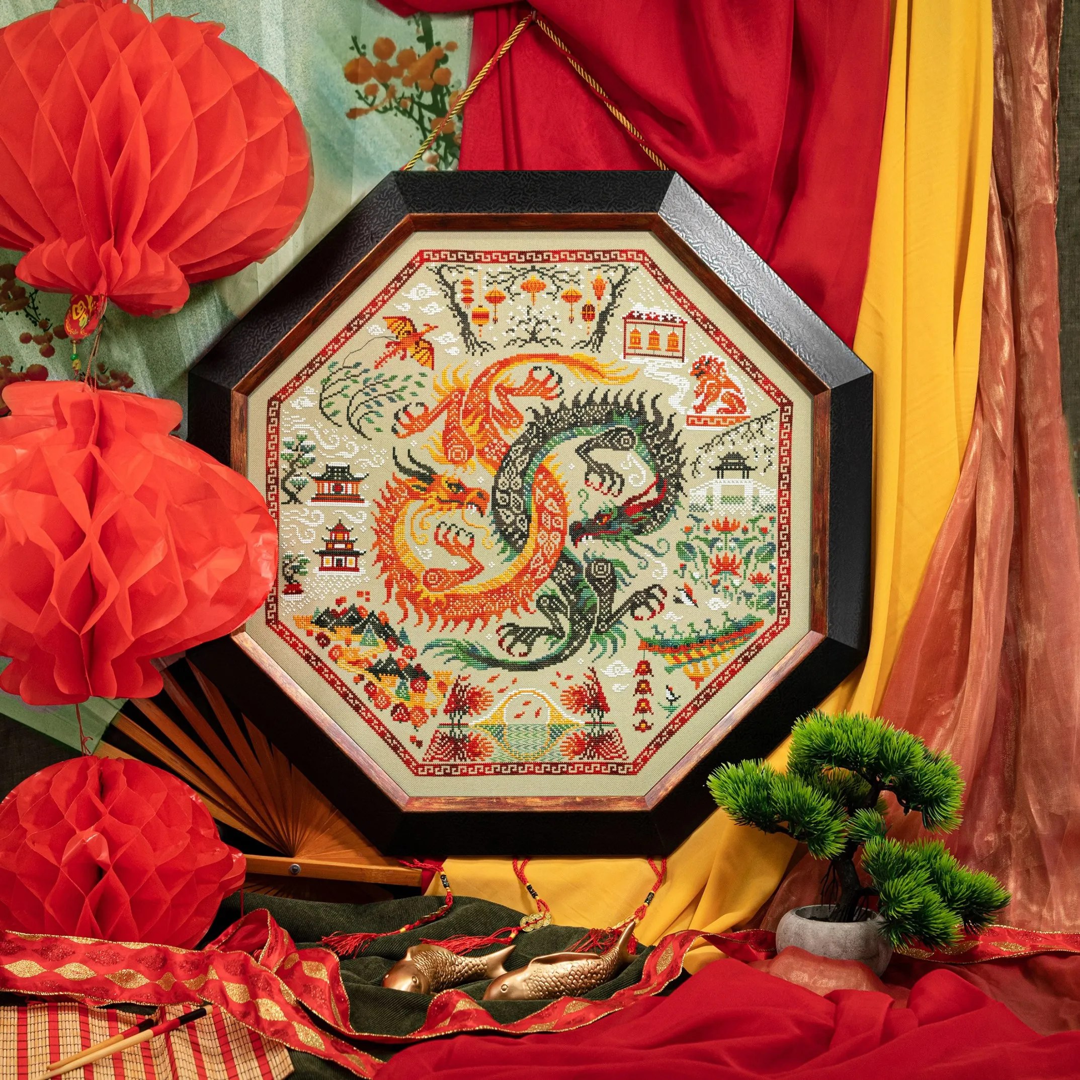 

Набор для вышивки крестом 14CT, холст, набор для вышивки крестом, ремесло-27 Сова, лесная вышивка, двойные драконы, 55-55, набор для вышивки крестом