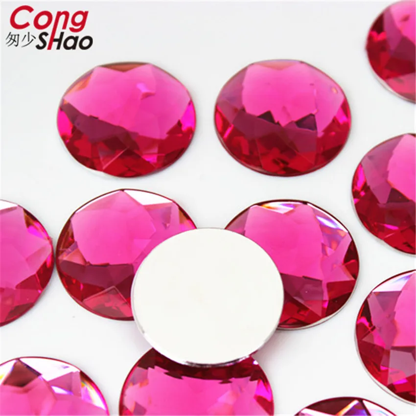 Cong Shao 10pcs 30mm Big Round Crystal AB Rhinestone Applique FlatBack Acrylic Gems Large Clear Stones DIY Scrapbook Beads ZZ562