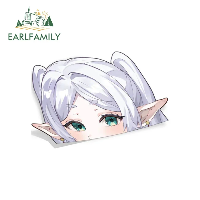 EARLFAMILY 13cm X 9.2cm for Frieren Peek Car Stickers Anime Waterproof Vinyl Car Wrap Decals Car Door Protector Anime Cute