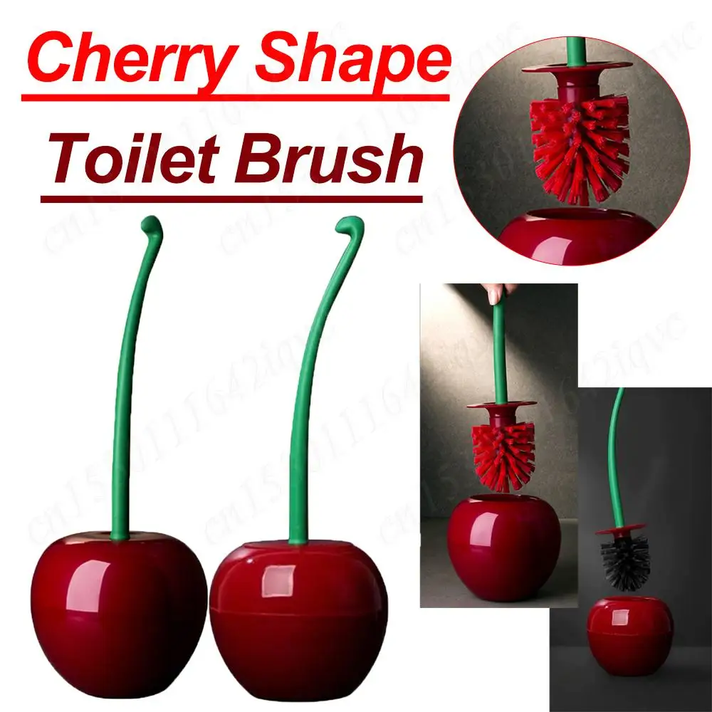 1pc Creative Toilet Brush Lovely Cherry Shape Lavatory Toilet Brush Holder Set Cleaning Tool Toilet Holder Bathroom Accessories