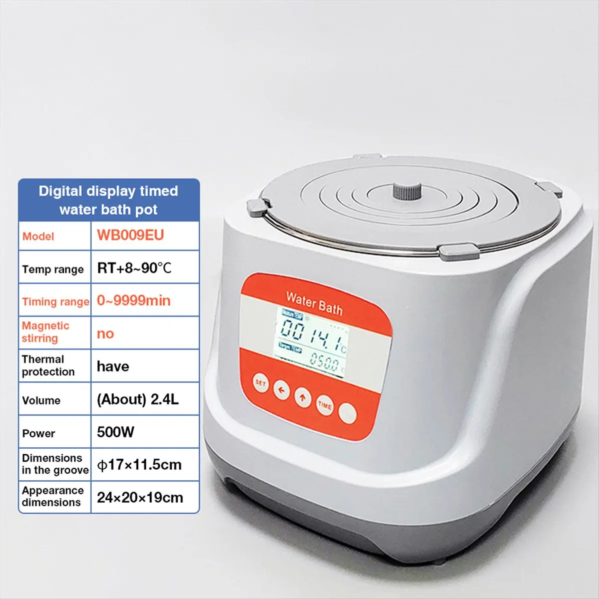 

A38F Digital Constant Temperature Water Bath with Timer to Prevent Burn-Dry Function for Warm Milk, Distilled Water EU Plug