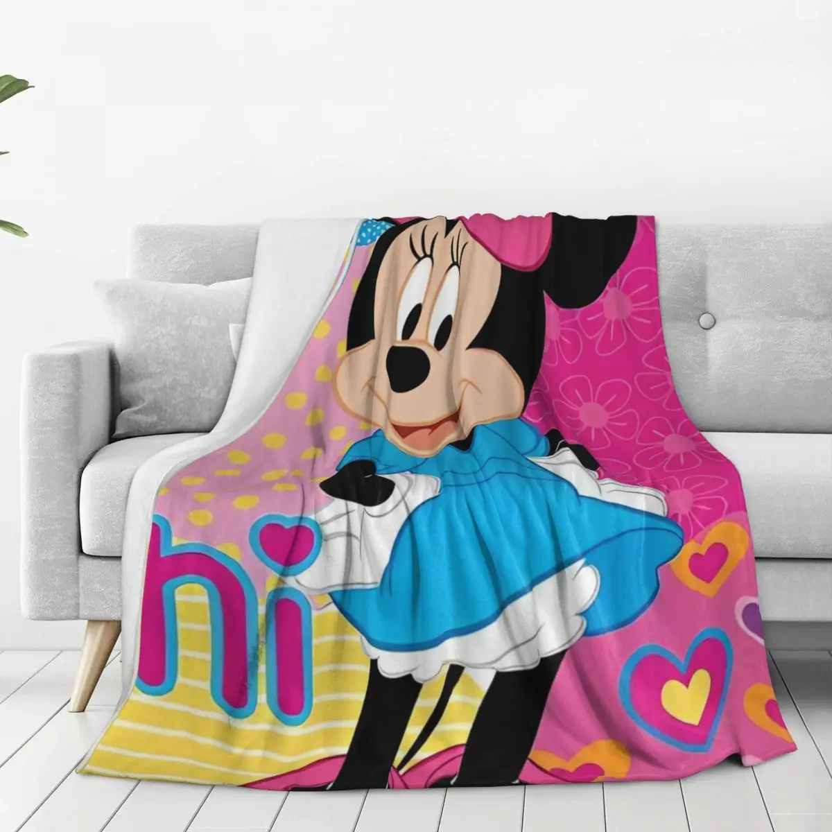 Animated Movie Mickey, Minnie Warm Soft Blanket Travel Office Plush Throw Blanket Fluffy Home Decor Flannel Bedspread Sofa Bed