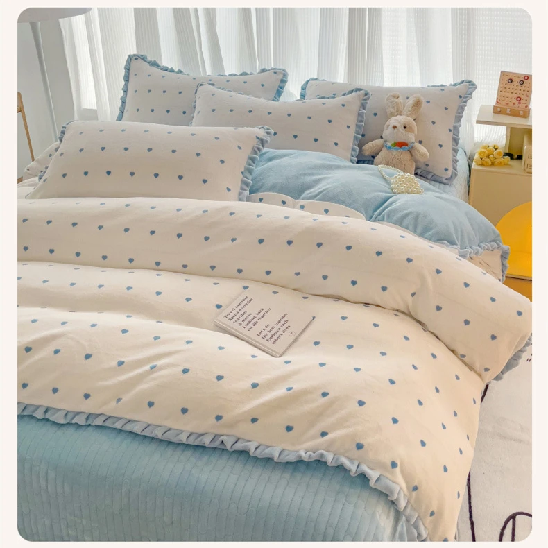 2026 Winter 4pcs Bedding Sets for Bedroom Warm Quilt Cover Thicken Bedspread Queen King Size