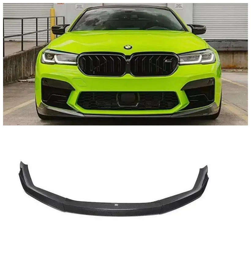 

For BMW 5 Series F90 M5 LCI 2021 2022 2023 REAL CARBON FIBER FRONT BUMPER LIP SPOILER SPLITTERS WIND KNFE COVER Body Kit