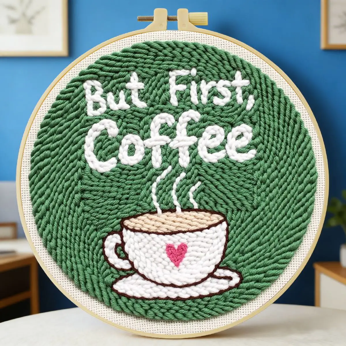 20X20CM/7,87 Zoll Kaffee-Stanznadel-Stickerei-Set, Stickerei-Kit, Gestrickte Stickerei, DIY Handgemachtes Geschenk, Bastel-Malerei – Detail 6