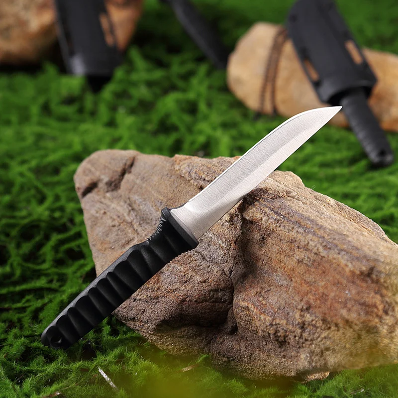 

Outdoor Straight Knife with Blade Cover, Stainless Steel Blade, Travel Camping, Unpacking and Cutting Tool