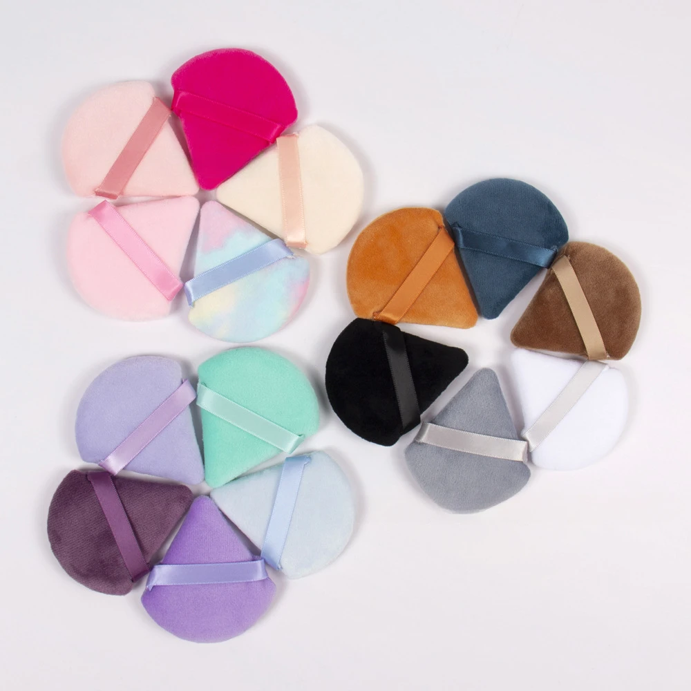 2/6Pcs Triangle Powder Puff Mini Face Makeup Sponge Cosmetics Soft Cotton Face Powder Puff Washable Velvet Makeup Puff Tools