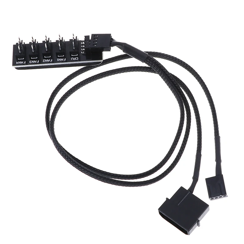 1 To 5 4Pin CPU Cooling Fan Hub Splitter Adapter Braided Power Cable 40cm