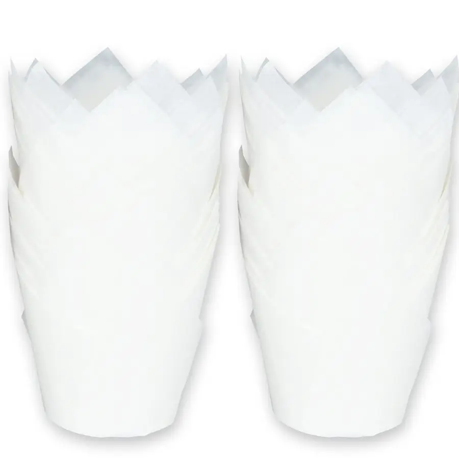 

pcs Large size White Tulip Baking Cups 21 4Base diameter x 4Wall height Greaseproof paper baking cupcake Muffin liners