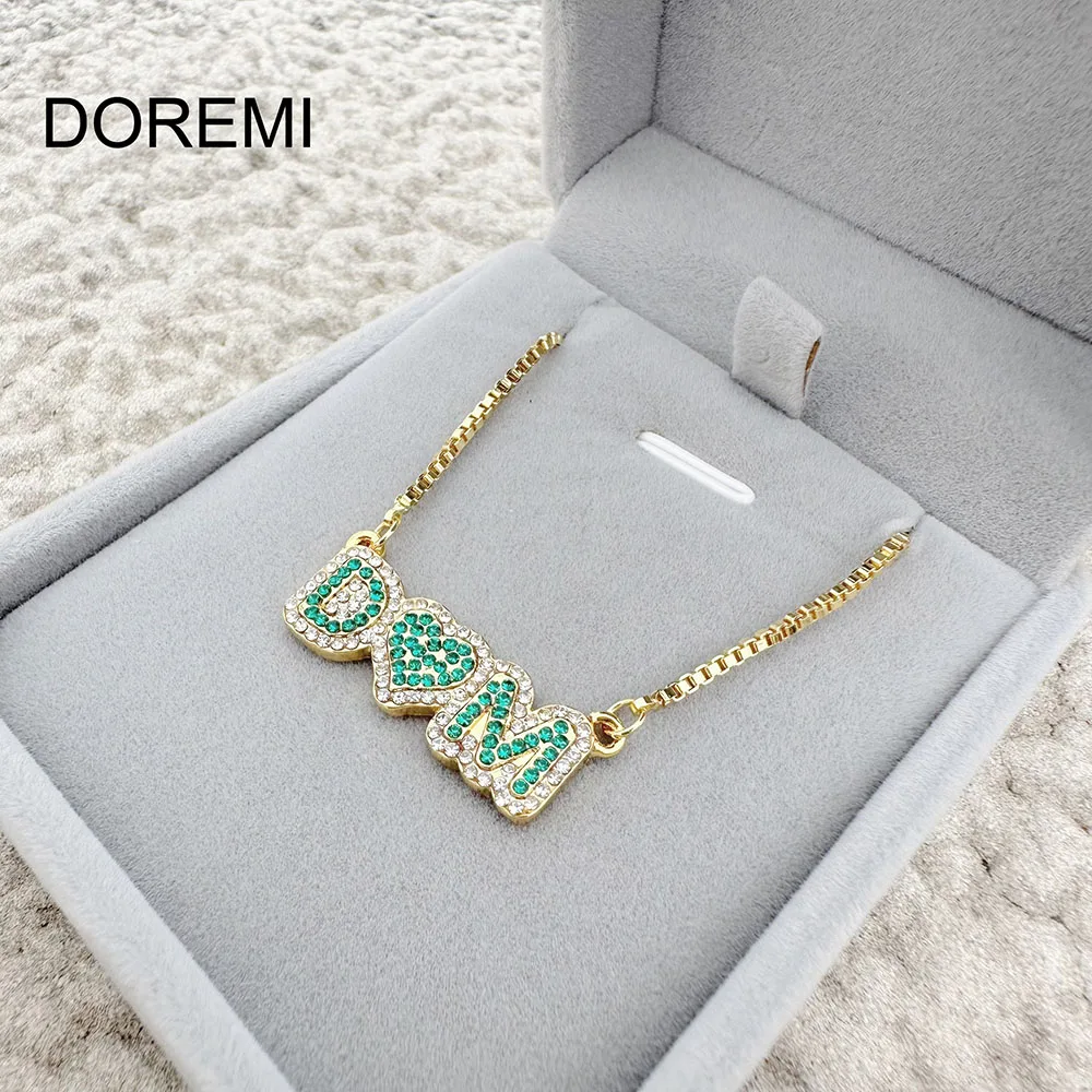 DOREMI Custom Name Necklace Crystal Colorful Birthstone Personalized Bubble Name Necklace Custom Name Jewelry for Women Mother