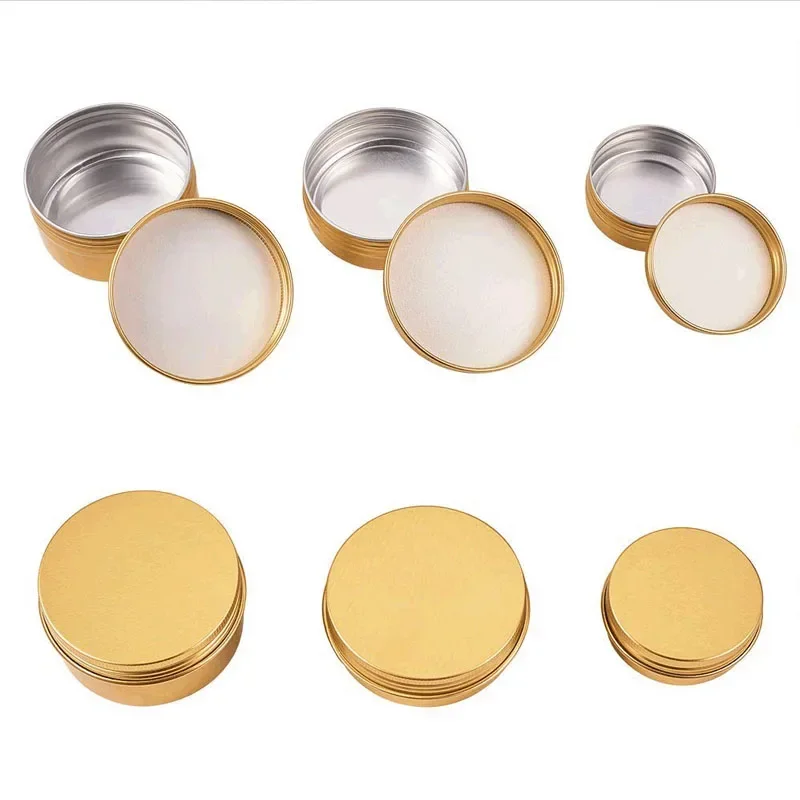 10-50Pcs 10g30g50g80g100g150g Golden Aluminum Tin Jar Cosmetic Cream Lip Blam Containers DIY Making Candle Jars Beauty Storage