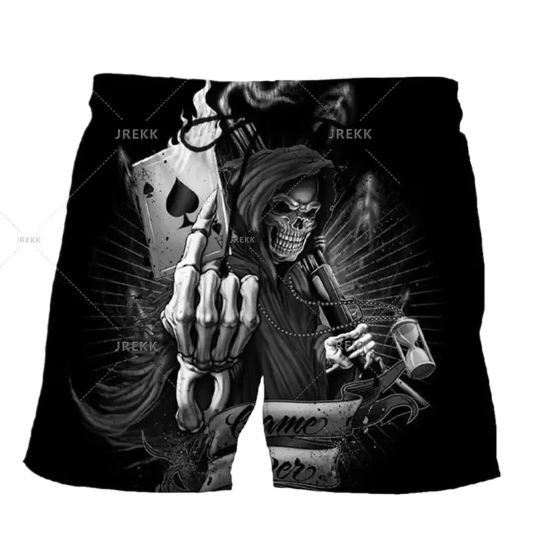 Summer Street Gothic Personalized Cool Sports Men's Shorts 3D Printed Trendy Skeleton Men's Shorts Women's Swimsuit Shorts Y2k