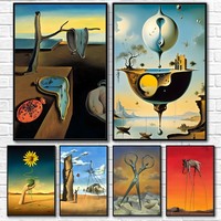S-Salvador Dali Abstract Art Poster Sticky Wall Art Printing Waterproof Home Living Bed Room Bar Aesthetic Decor