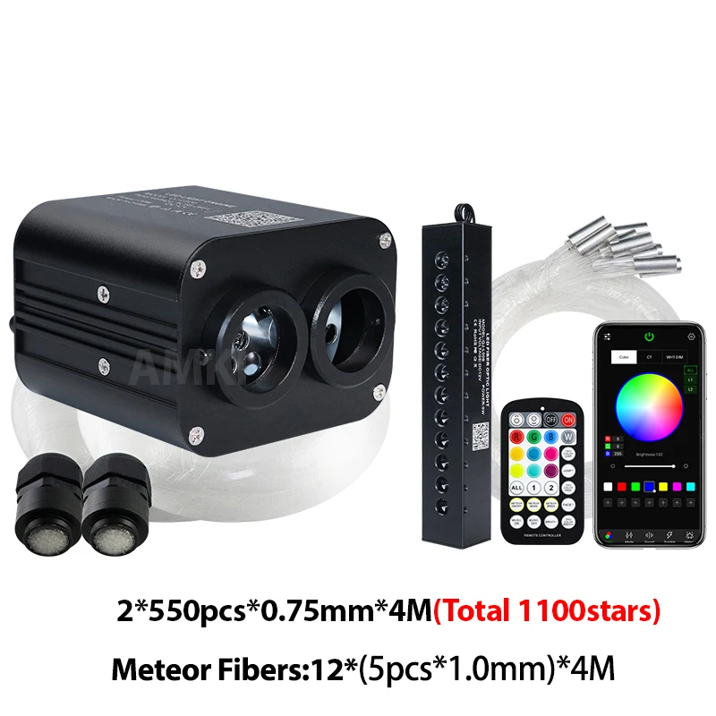 20W Twinkle Rgbw Meteor Starry Sky Auto Star Plafondlamp Fiber Optic Light App Control Led Ster Dak Interieur Atmosfeer Licht