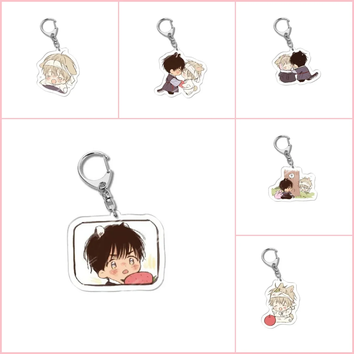 Korea Cartoon Anime No Love Zone Transparent Laminated Acrylic BL Keychain Love Restricted Zone Workplace Figures Lover Pendant